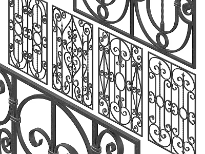 Wrought Iron Decorative Ornament Set With Intricate Scrollwork Patterns And Panels 3d model