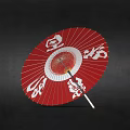 Traditional Red Umbrella With White Decorative Patterns For Daily Living