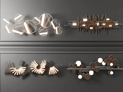 Modern Wall Decor With Geometric Shapes Metal Frames And Circular Elements 3d model