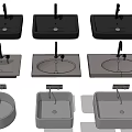 Modern Washbasins In Multiple Styles Square Round Shapes And Gray White Colors 3d model