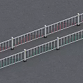 Urban Road Safety Barriers With White Frame Red And Green Vertical Strips