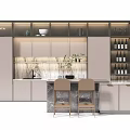 Elegant Modern Kitchen Interior With Marble Countertop Wine Racks And Cabinets 3d model