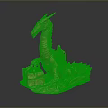 Game Movie Character Mythical Dragon Detailed Sculpture With Scales And Sitting Pose