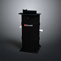 BiTraxi Black Cylindrical Device With Square Base And White Pipe Connections 3d model