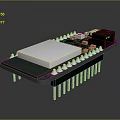 Electronic Circuit Board Featuring Integrated Chip Metal Pins And Black Connector