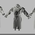 White Long Belted Coat Fashion Design Shown In Three Angles