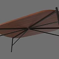 Modern Oval Shaped Dining Table With Wooden Tabletop And Black Metal Legs