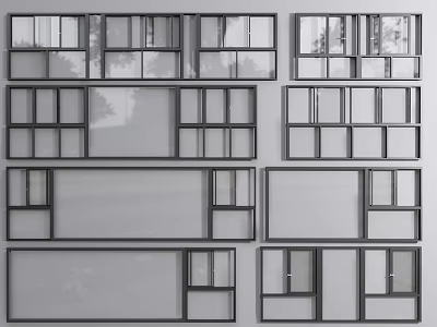Modern Floor to Ceiling Window Styles With Different Glass Panel and Frame Designs 3d model