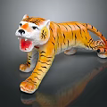 Furniture Decorative Tiger Figurine With Orange Black Stripes And Open Mouth Pose