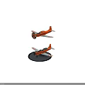 Orange Propeller Airplane With Two Seat Cockpit Silver Wings And Landing Gear