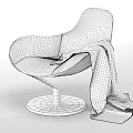 Modern White and Red Armchairs with Soft Blankets and Metal Bases