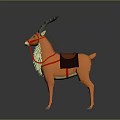 Orange Antelope With Long Horns Saddle Red Bridle And White Mane