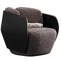 Modern Textured Fabric Accent Chair With Black Armrests And Minimalist Design
