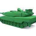 Realistic Green Military Tank Model With Turret Long Cannon And Tracks