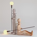 Artistic Modern Table Lamp With Standing And Seated Sculptural Figures