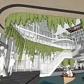 Modern Commercial Street Exterior Design With Greenery Outdoor Seating and Pedestrian Walkways