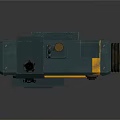 Vintage Teal Digital Camera Body Design Featuring Yellow Stripe Control Knobs And Lens