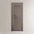 Stylish Hinged Doors With Geometric Pattern Glass And Golden Handles In Neutral Gray