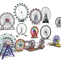 Amusement Equipment Featuring Colorful Ferris Wheels With Various Designs And Styles For Theme Parks