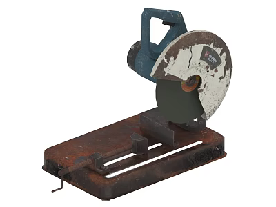 Fixed Industrial Cutting Equipment with Metal Base and Abrasive Cutting Disc 3d model