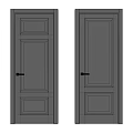 Gray Interior Hinged Doors With Simple Panel Design And Black Handles 3d model