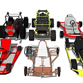 Various Styles of Go Karts Featuring Frames Seats and Steering Wheels
