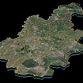 Detailed Satellite Map of Regional Geographic Outline With Land Use Features