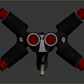 Multi Barrel Gun With Wooden Stock Black Barrels And Red Muzzles