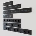 Modern Black Switch Panels With Various Button Configurations And Socket Designs