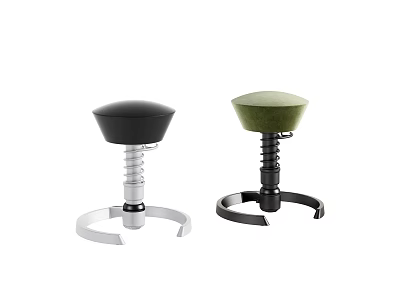 Modern Black and Green Bar Stools With Spring Mechanism And Circular Base 3d model