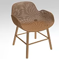 Modern Woven Single Chair with Wooden Legs and Minimalist Design Elements
