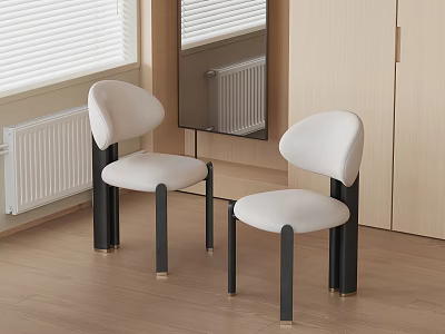 Modern White Upholstered Single Chair With Black Wooden Legs For Interior Design 3d model