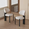 Modern White Upholstered Single Chair With Black Wooden Legs For Interior Design