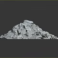 Pile of Mixed Gravel and Stones With White Powder on Gray Background