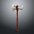 Handcrafted Decorative Axe With Shiny Metal Head And Twisted Wooden Handle