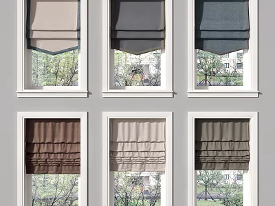 Various Colored Window Curtains With Different Styles For Home Interior Decoration 3d model