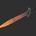Rusty Weapon Knife With Orange Brown Gradient Blade And Black Handle 3d model