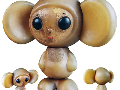 Cute Decorative Figurine Set With Large Ears Black Eyes And Different Sizes For Home Decor 3d model