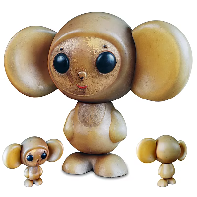 Cute Decorative Figurine Set With Large Ears Black Eyes And Different Sizes For Home Decor 3d model