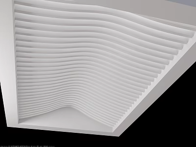 Modern White Ceiling Design With Wavy Layered Lines And Curved Patterns 3d model