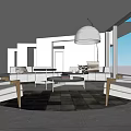 Modern Open Kitchen Interior With Cabinets Stove Range Hood And Large Window
