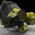 Firefighting Equipment Gas Mask With Black And Yellow Design Transparent Face Shield And Filters