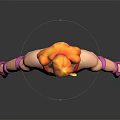 Muscular 3D Creature Character With Orange Braided Hair Pink Headband Red Tank Top Blue Shorts