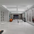 Modern Home Gym Interior With Mirror Wall Dumbbells And Exercise Ball