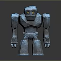 Blue Stone Golem Character With Yellow Eyes Angular Design 3D Model Standing 3d model