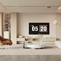 Modern Living Room Interior With Curved Sofa TV Unit And Decorative Elements 3d model