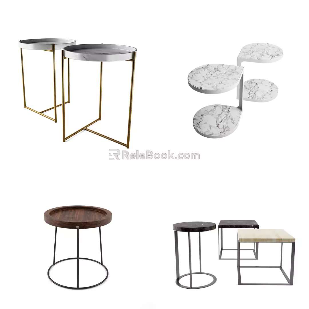Modern round table coffee table combination 3d model
