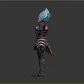 Sci Fi Warrior Game and Movie Character With Blue Head Red and Blue Armor