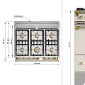 Elegant Cream Colored Kitchen Stove Oven With Gold Knobs Handles And Cabinet Doors