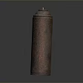 Rusted Cylindrical Metal Container With Domed Lid On Dark Background